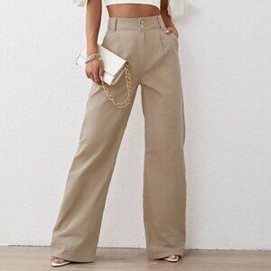 Apricot Plain Womens High Waist Wide Leg Jeans